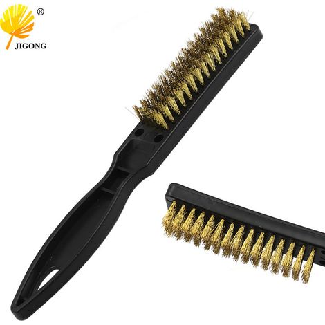 Brosse en fil de cuivre multi-usages, brosse de nettoyage de cuisine et barbecue en fil de cuivre, brosse en fil de cuivre à long manche pour le nettoyage des surfaces métalliques. (1/5)