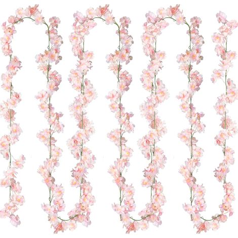 Lot de 2 guirlandes de Fleurs de Cerisier artificielles à Suspendre en Soie pour Maison, Mariage, Jardin, fête, Arche, Bureau, décoration (Rose) (1/5)