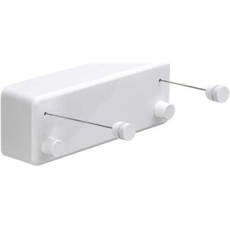Corde à linge rétractable ABS + Sèche-linge en aluminium avec double corde réglable en acier inoxydable style hôtel très résistant, méthode de fixation murale, 13,8 pieds, blanc-Karteo (1/4)