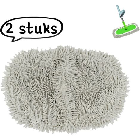 Lot de 2 lingettes de serpillière en microfibre réutilisables, compatibles avec la raclette Swiffer Sweeper, dimensions 25,5 x 11,5 cm, couleur grise (1/5)