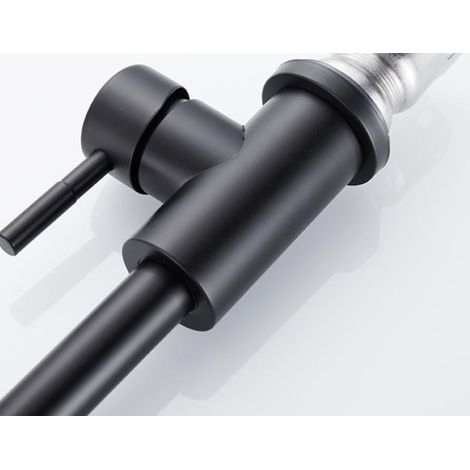 Robinet de cuisine en acier inoxydable noir, lavabo universel, mitigeur simple froid vertical orientable (1/2)