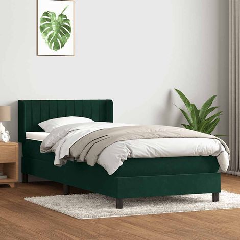 Boxspringbett mit Matratze Dunkelgrün 80x220 cm Samt