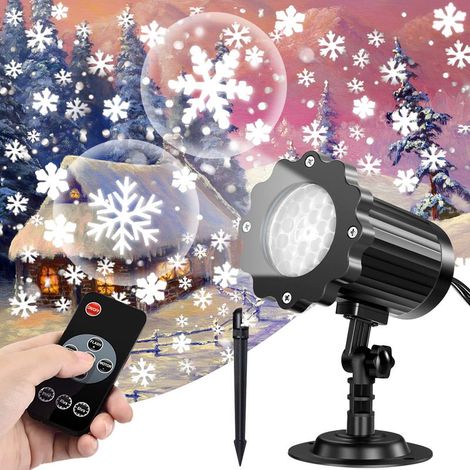 Projecteur LED flocon de neige IP65 – Étanche avec télécommande – Projection jusqu\'à 20m² – 3 modes de vitesse – Ambiance Noël extérieure (1/5)