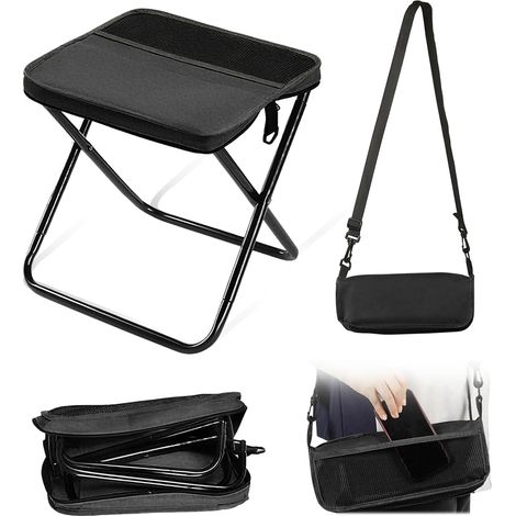 Silla Plegable - Capacidad De Carga 120 Kg - Para Camping Pesca Y Senderismo - Negro (1/5)