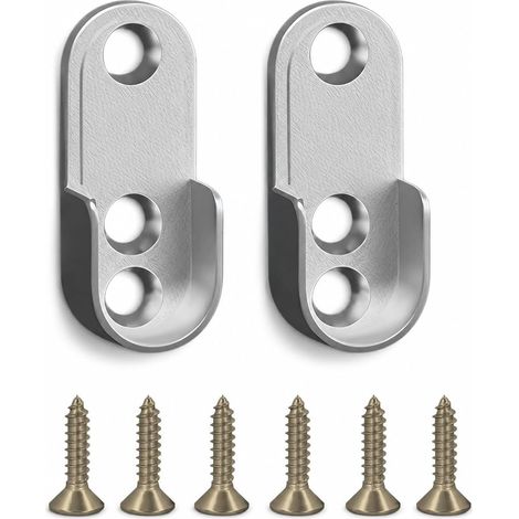 2 Pièces Support Penderie Argenté, Fixation Barre Penderie Robuste (1/5)