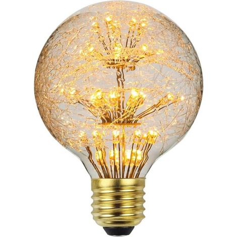 Ampoule LED vintage RGB feu d'artifice Edison ampoule G95 3 W 220/240 V E27 ampoule décorative (feu d'artifice en fibre de verre G80)