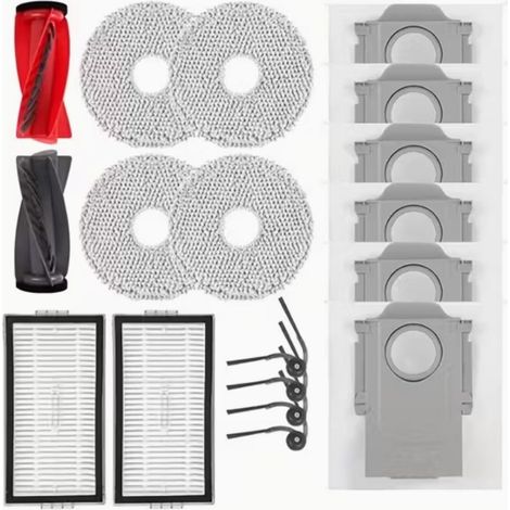 Accessoires 10R pour aspirateur robot laveur Roborock Saros 10R et Qrevo CurvX : 1 brosse principale, 2 filtres HEPA, 4 brosses latérales, 4 lingettes de lavage et 6 sacs à poussière. (1/5)