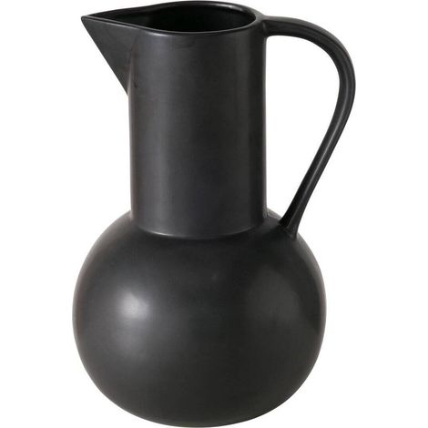 Schwarze dekorative Vase ZUKY, mattes Steingut, H. 25 cm