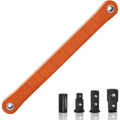 Clé à Cliquet Extensible, Clé d'Extension Réglable, Clef à Douille Allongée, Prolongateur de Clef, avec 4 Adapteurs 1/4/3/8/1/2 Pouce, pour Réparation Auto, Maison, Espaces Restreints (1/5)