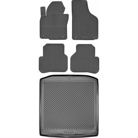 Set di tappetini in gomma per auto e tappetino per bagagliaio per Volkswagen Passat B7 berlina dal settembre 2010 al novembre 2014. (1/5)