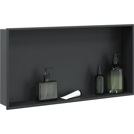 vidaXL Shower Niche Matt Black 62x32x9 cm Stainless Steel