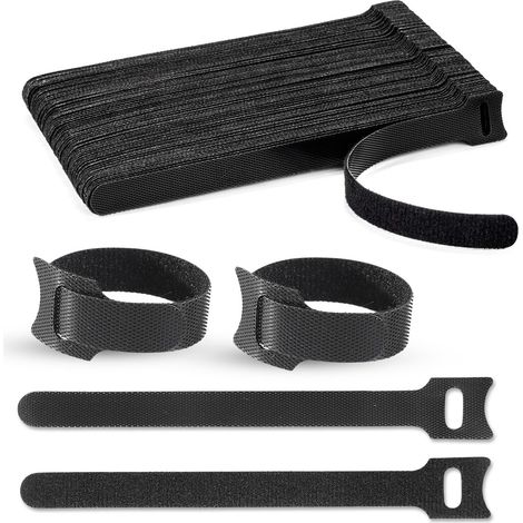 Attaches de câble velcro 100 pièces -, forte Attaches de câble velcro - Slim, charge rapide et fiable, 12, 150 (1/4)
