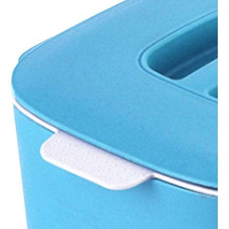 Seau à déchets portable avec couvercle, poubelle de bureau créative, bac à ordures cuisine en plastique bleu clair, séparation sec/humide, usage domestique. (1/5)