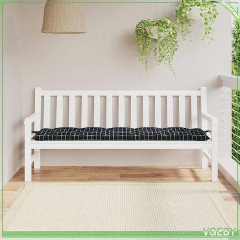361634 Coussin de banc de jardin carreaux noir 180x50x7cm tissu oxford (1/5)