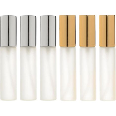 Lot de 6 flacons vaporisateurs de parfum en verre dépoli de 10 ml - Vides - Brume fine - Cadeau de Noël - 2 pipettes (1/5)