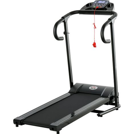 Tapis de course électrique pliable 500W, 0,8-10 km/h, écran LCD et support téléphone, noir, 123 x 62 x 117 cm, pour fitness à domicile (1/5)