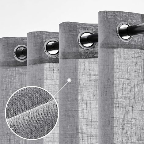 Translucent Net Curtain with Eyelets 140 x 225 cm Light (1/3)