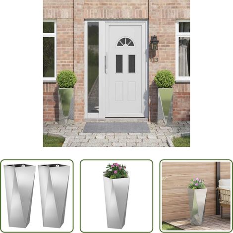 Terrassenpflanzer - Pflanzkübel 2 pcs Silber 30 x 30 x 75 cm Verzinkter Stahl (1/5)