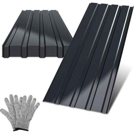 12x Lamiere profilate ondulate per rivestimento pareti e tetto di casetta da giardino, grigio, 115 cm x 45 cm = 6 m² (1/5)