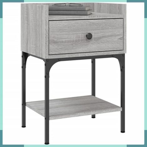 Table de chevet - 825899 - Sonoma gris - Bois d'ingénierie & fer - 40,5 x 31 x 60 cm (1/5)