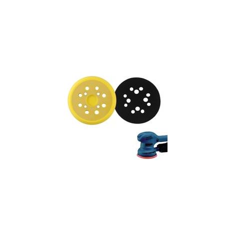 1 pièce 125mm Plateau de ponçage, Rond Disques de Ponçage à 8 Trous patin PU, pour ponceuse Plateau ponçage souple Remplacer (Jaune) (1/5)