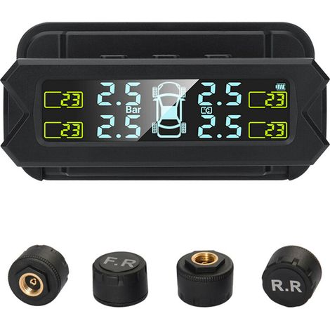Système de surveillance de la pression des pneus (TPMS) sans fil à énergie solaire avec 5 alarmes (1/5)