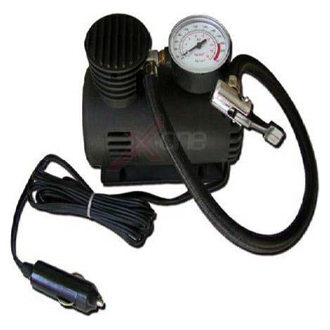 MINICOMPRESSORE 12V URANIO CON MANOMETRO PRESA ACCENDISIGARI POTENZA 250 PSI (18BAR) CON ADATTATORI PER GONFIABILI E AGO