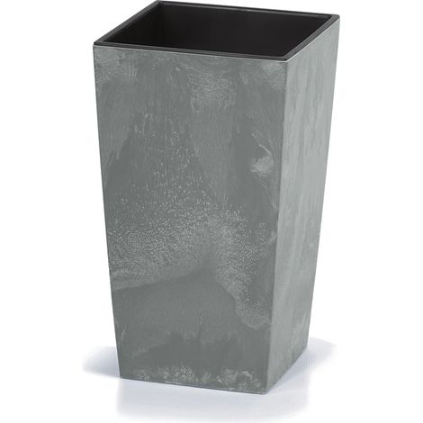 DEUBA® Square Concrete Effect Plant Pot Textured Look with Shelf Insert UV Proof  Grey, 26 Liter (de)