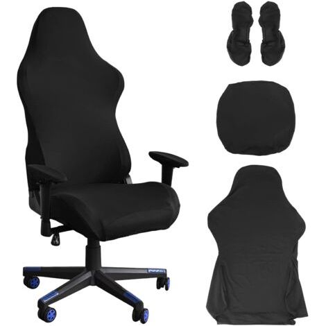 BUNTHAUS Housse de chaise de gaming - Noir - Extensible - Pour chaise de bureau - Pour ordinateur de jeu - Style racing - Chaise de bureau (noir) (1/5)