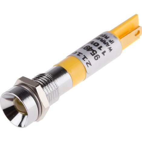 Voyant LED lumineux Jaune RS PRO, dia. 8mm, 110V c.a. ( Prix pour 1 )