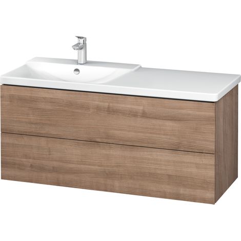 Duravit L-Cube Mueble de pared ancho 1220mm, profundidad 481mm, 2 cajones, cabe ""P3 Comfort"". Artículo 233312, lavabo a la izquierda, color: Cerezo del Tesino - LC625407373 (1/4)