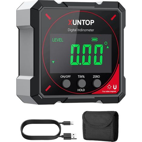 4 90° Inclinomètre Numérique Rechargeable avec Écran LCD IP54 Mesureur d'Angle Digital avec 4 Faces Magnétiques Niveau à Bulle (1/5)