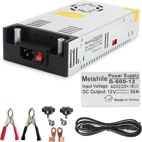 Bouton + Pince CC 12V 50A 600W Conduite Alimentation à découpage Industrielle Moniteur Équipement Moteur Transformateur 110/220V CA à CC Version à Jour AC-DC (1/5)
