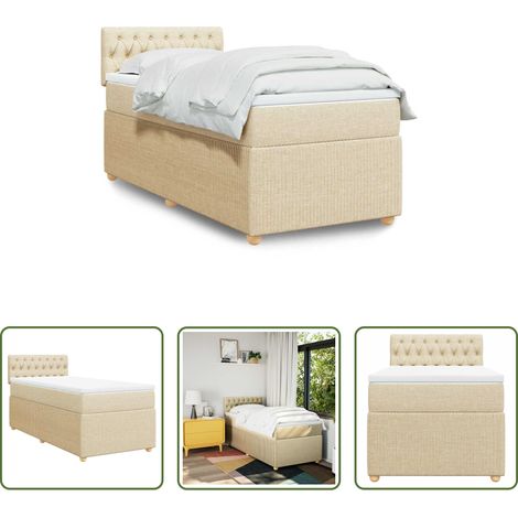 Matratze - Boxspringbett mit Matratze Creme 80x200 cm Stoff (1/5)