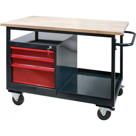 Etabli mobile 'Eko' 3 tiroirs - Rouge/anthracite