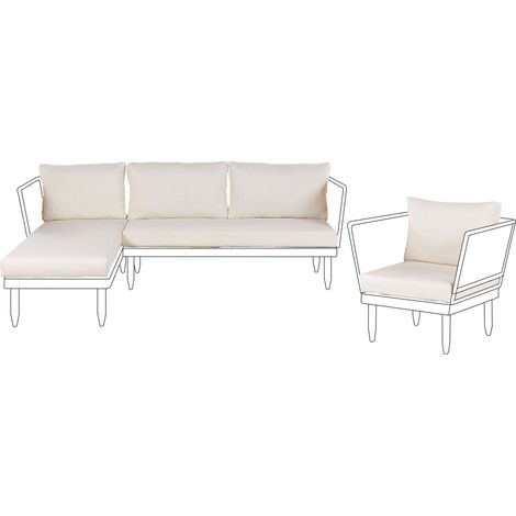 Housses de Coussins d'Extérieur pour Salon de Jardin Siège et de Dossier de Canapé Tissu Polyester Blanc Cassé Cremona