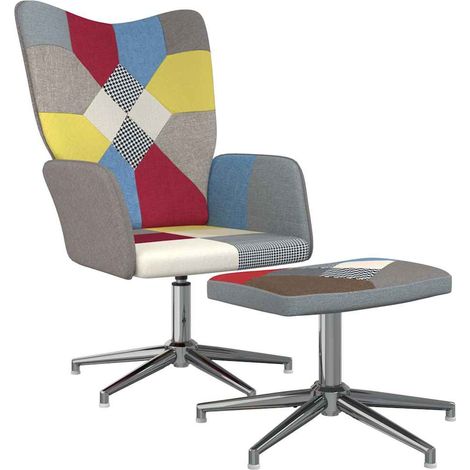 Maison Exclusive - Chaise de relaxation avec tabouret Patchwork Tissu (1/5)