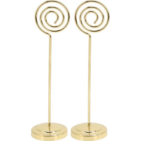 2Pcs Table Number Holder Round Metal Steady Semicircle Convex Design Electroplating Technology Photo HolderGold (1/5)