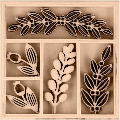 15 Mini décorations feuillages en bois (1/2)