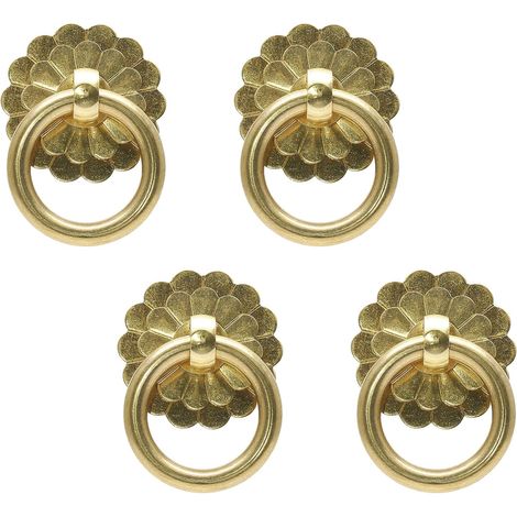 Poignées anneaux créatives en laiton doré, lot de 4 Poignées de tiroir style vintage, idéales pour placards et tiroirs (1/5)
