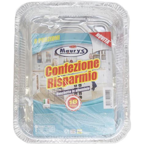 MAURY'S CONTENITORI ALLUMINIO 8 PORZIONI 18PZ PER COTTURA E CONSERVAZIONE ALIMENTI (1/5)