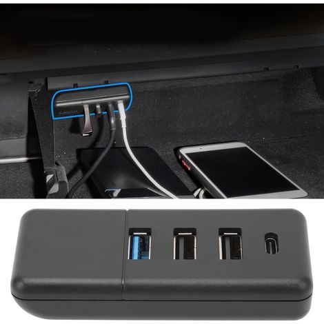 Station d'extension de boîte à gants avec chargeur rapide et hub USB pour Tesla Model Y et Model 3 (à partir de 2021) (1/5)