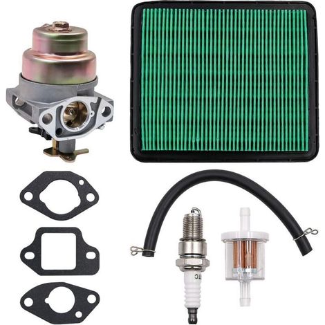 Carburateur de tondeuse à gazon avec élément filtrant, bougie d'allumage et joint d'étanchéité de carburateur adapté au moteur Honda GCV160 HRB216 HRR216 HRS216 HRT216 HRZ216 tondeuse à gazon