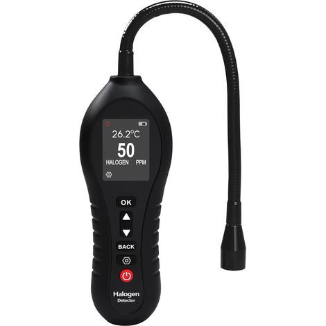 Détecteur de fuites de réfrigérant HVAC Détecteur de fuites de fréon avec sonde flexible de 25 cm, plage de 0-1000 PPM, écran couleur, pour systèmes automobiles et de climatisation (CFC, HCFC, HFC) (1/5)