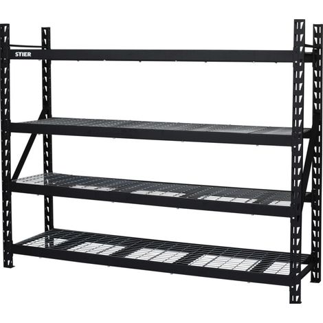 Rayonnage à tablettes en caillebotis STIER, charge par casier 400 kg, lxLxH 1950x610x1830 mm (1/5)