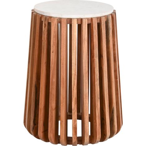 Table d'appoint marbre blanc élégance salon - Blanc naturel (1/4)