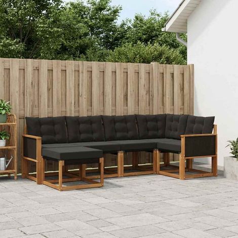 vidaXL Ensemble de canapés d'extérieur 6 pcs Naturel et noir (1/5)