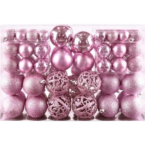 Weihnachtsbaumschmuck-Set mit Kugeln, bruchsichere Weihnachtsdekorationen, mit wiederverwendbarem Geschenkverpackungsgriff, geeignet zum Schmücken des Weihnachtsbaums in Innenräumen (100 (1/5)