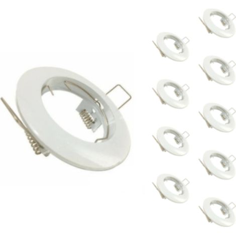 Support Spot GU10 LED Rond BLANC - Pack de 10 - SILAMP (1/5)