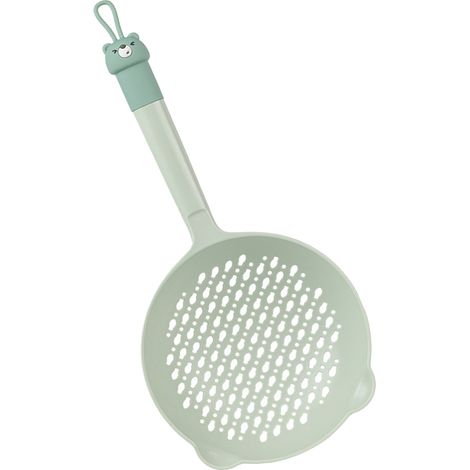 Louche passoire fine en nylon durable, manche PVC résistant à la chaleur, grande capacité, cuillère polyvalente pour cuisine, vert